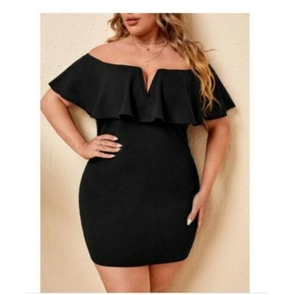 Dresses & Skirts - Womens Curvy Sense Plus Size 3X Black Dress Brand New Tags Plunge Neck
